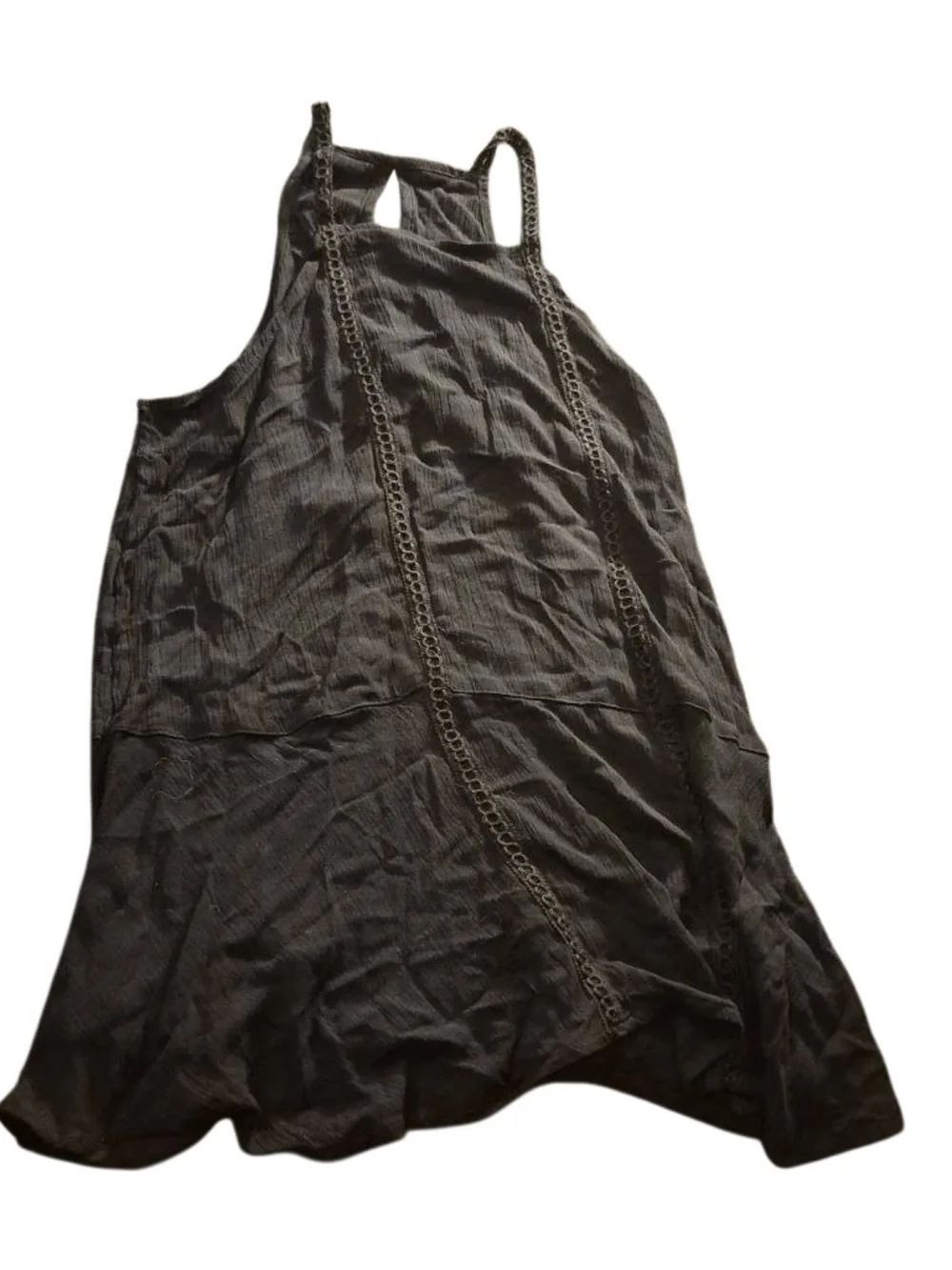 Hollister Black Lace-Trim High Neck Tank(441)